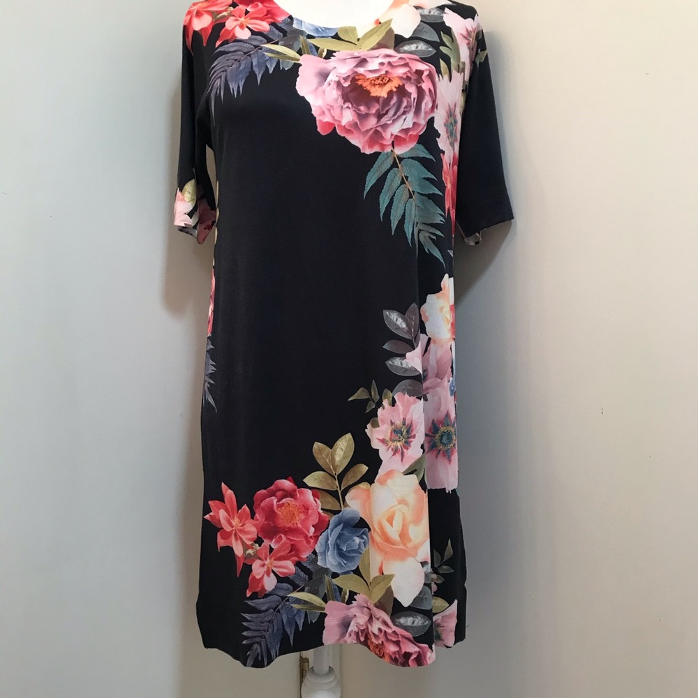 Nally & Millie casual black floral dress